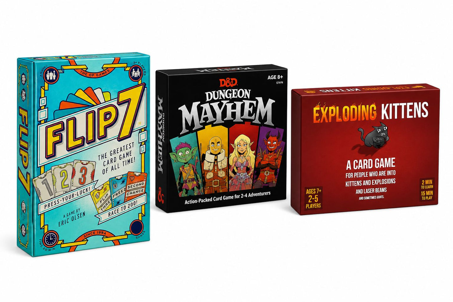 Flip 7 + Dungeon Mayhem + exploding kittens: Bundle 2