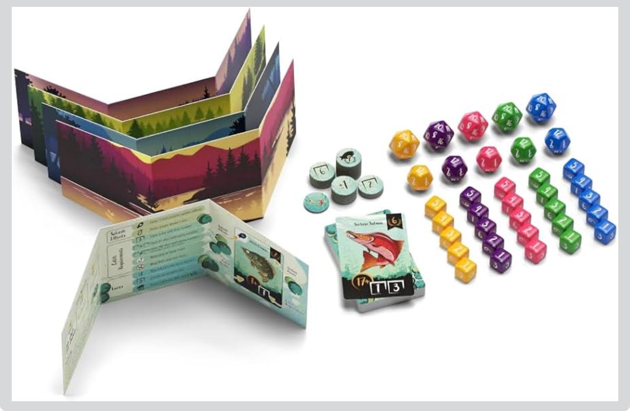 Allplay Lure Dice Game | Family Fishing Game with Bluffing and Dice Wagering | 1-Minute to Teach | Ages 7+ | 2-5 Players | 15 Minute Playtime
